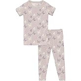 KicKee Print Short Sleeve Pajama Set – Stretchy Viscose from Bamboo Sleepwear for Toddlers and Kids