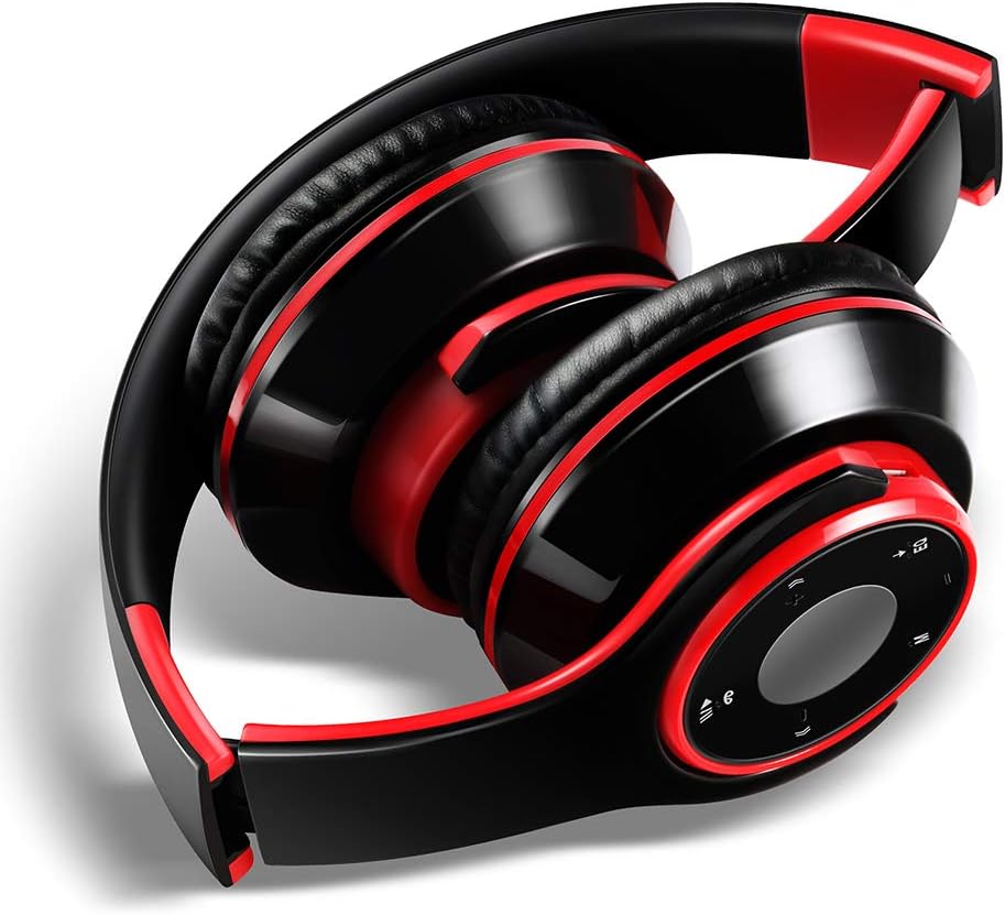 DDAUTO Bluetooth Headphone Wireless Noise Cancelling Headphones, Bluetooth 5.0 Over Ear Bluetooth Headphone,Foldable Light Weight Rechargeable Headphones for Cell Phone,Tablets,TV (Red)