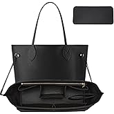 OAikor Purse Organizer Insert, Tote Bag Organizer Insert with Base Shaper,Felt Zipper Handbag Inner Dividers Compatible with Neverfull MM Speedy 30, City 33 and More,Black/L