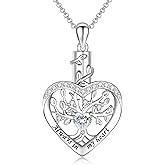 Sterling Silver Tree of Life Heart Urn Necklaces for Ashes - Cremation Memorial Jewelry Keepsake Pendant Necklace with Birthstone - Apr