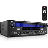 Daakro Stereo Receivers Home Audio Amplifier w/DSP Display,300W Rated Power 5.1 Channel Bluetooth Receiver,Home Amp w/BT/CD/DVD/AUX/USB/BT/FM/Opt/COA/MIC for Home/Studio/Theater Passive Speakers