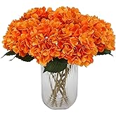 Tifuly Orange Hydrangea Artificial Flowers - 5 pcs Realistic Single 18.7 in Long Stem Fake Silk Hydrangea Bouquets for Party Wedding Centerpieces Home Office Decor