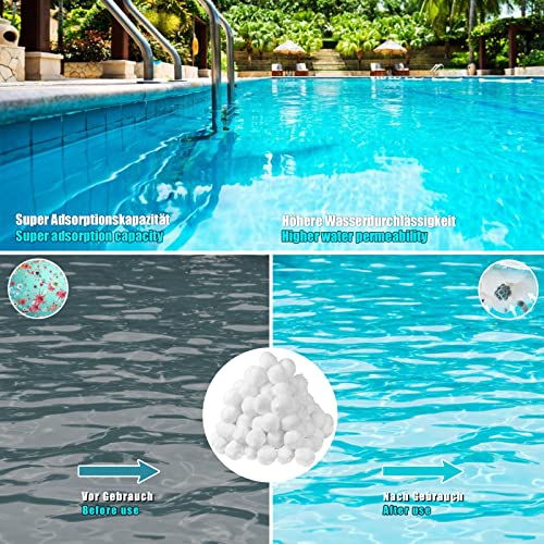 VAZILLIO Filter Balls, 1500g Pool Filter Balls Can Replace 54kg Sand Filter, Suitable for Various Filter Systems, Sand Filter