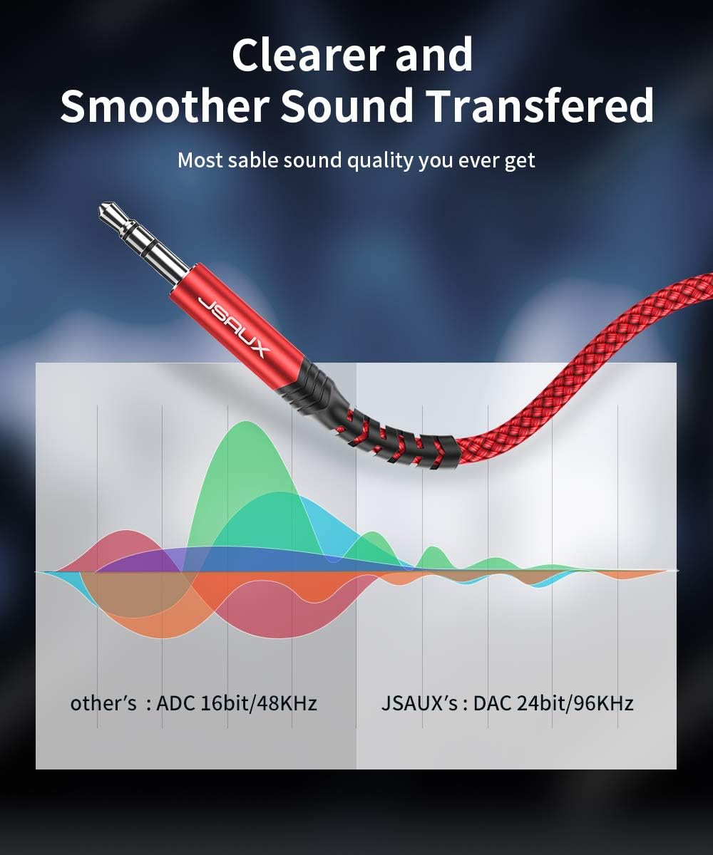 USB C to 3.5mm Audio Aux Jack Cable[3.3ft], JSAUX USB Type C to 3.5mm Headphone Stereo Cord Car Compatible with iPad Pro 2018 Google Pixel 2 3 XL, Samsung Galaxy S20 Ultra Note 20 10 Plus, Moto Z-Red: Electronics