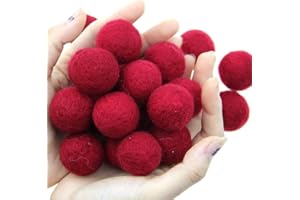 Zasy 30mm Needle Wool Felt Balls Foam Filled Wool Felt Pom Pom Home Decor DIY (Wine Red)