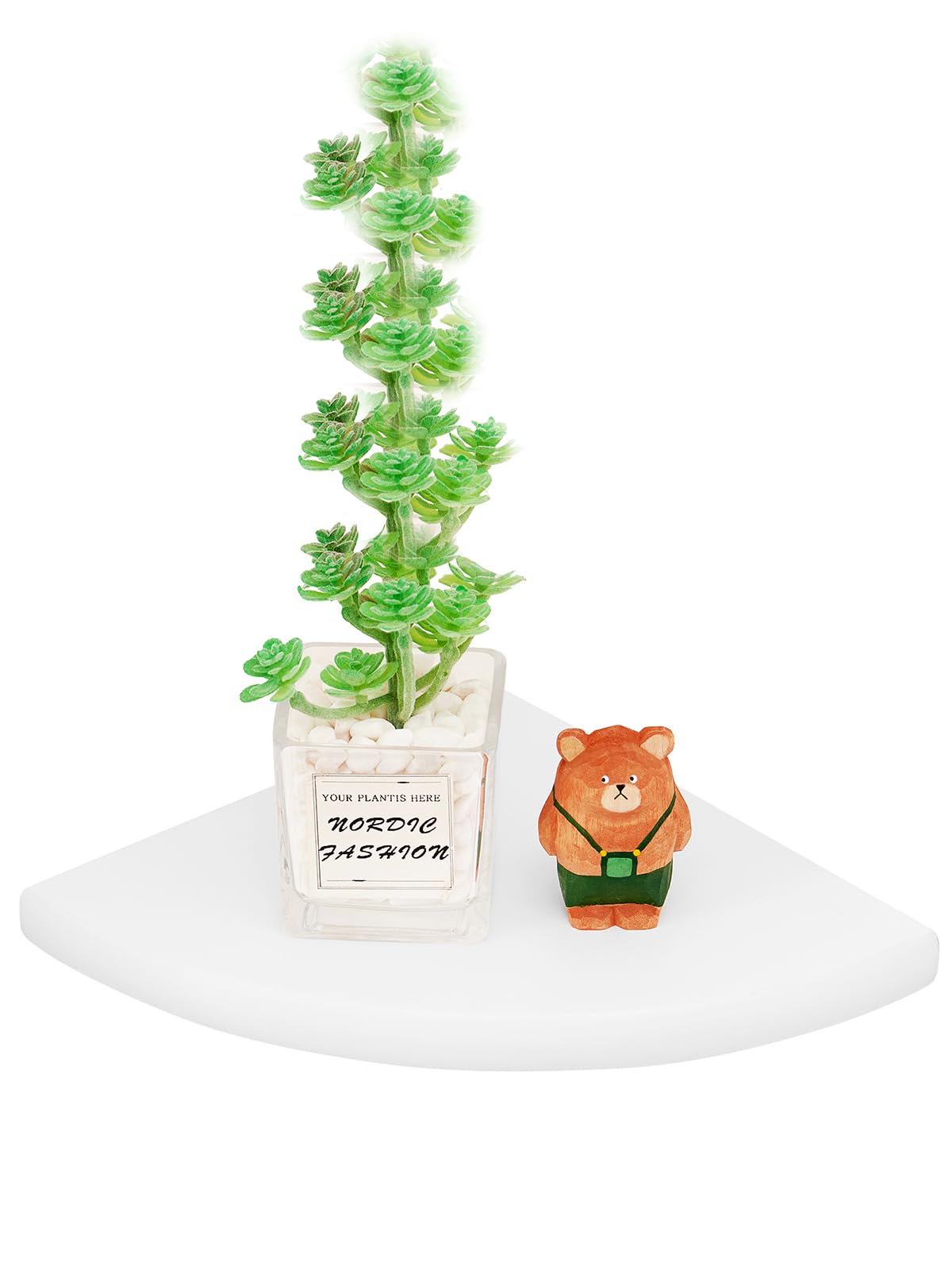 TREOAKWIS Corner Shelf White - Oak Floating Corner Shelf for Wall, Solid Wood Wall Mounted Storage Display for Bedroom Decor, Living Room, Small Spaces (White, 14 inches)