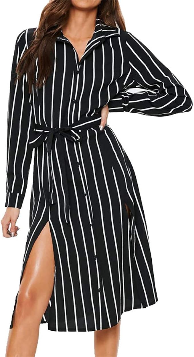 Kleid Gestreift Knöpfe Kleid Gestreift Knöpfe