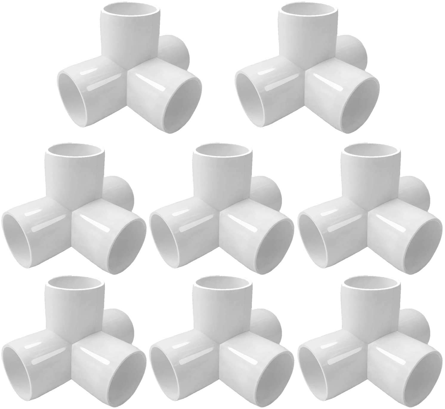 Toolly 4Way 1inch Tee PVC Fitting Elbow 1in - Build Heavy Duty PVC Furniture - PVC Elbow Fittings [Pack of 8]