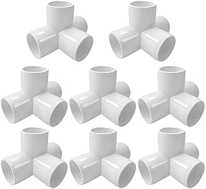 Toolly 4Way 1inch Tee PVC Fitting Elbow 1in - Build Heavy Duty PVC Furniture - PVC Elbow Fittings [Pack of 8]