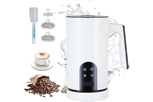 4 in 1 Electric Milk Frother Automatic Hot & Cold Foam Maker Auto Shut-Off Durable Stainless Steel Milk Frother Silent Workin