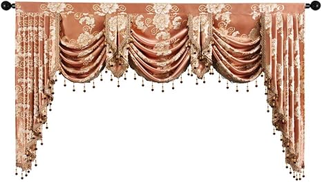 elkca cenefa de cascada de tejido jacquard para dormitorio cenefa de cortina de lujo para sala de estar