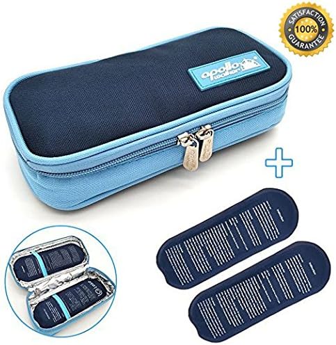 Insulin Cooler Bag Travel Case Bag with [2 Ice Packs], MHKBD® Portable Medical Travel Cooler Pack Diabetic Organizer Oxford Fabric Cooling Wallet for Diabetics Medication Cool, 8.3'x4’,Dark Blue