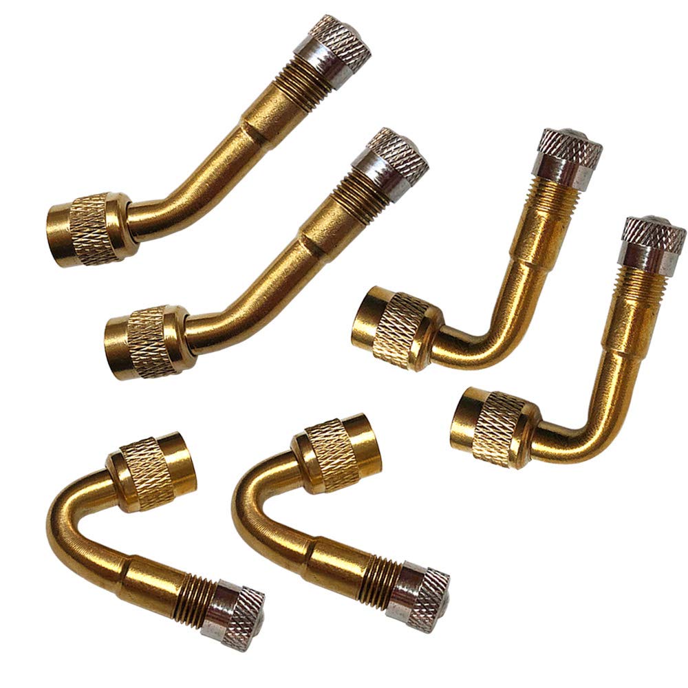 QitinDasen 6Pcs Professional Tyre Valve Extension Adapter Set, Tire Stem Extension, Brass Air Tire Extension Schrader Valve Adapter, for Car Truck Motorcycle Bike Scooter (45°, 90°, 135°)