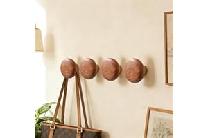 4PC Wall-Mounted Coat Hook, Punch-Free Door & Cabinet Hanger, Pebble Shape Handmade Hooks, Durable & Decorative for Backpacks