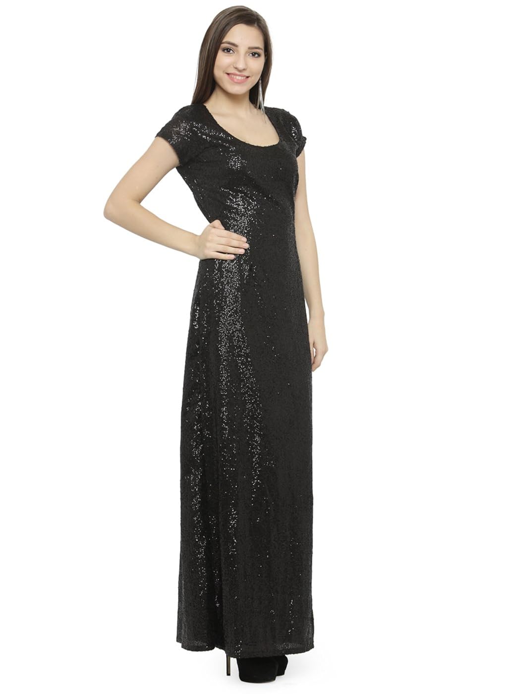 just wow black sequine women's dress