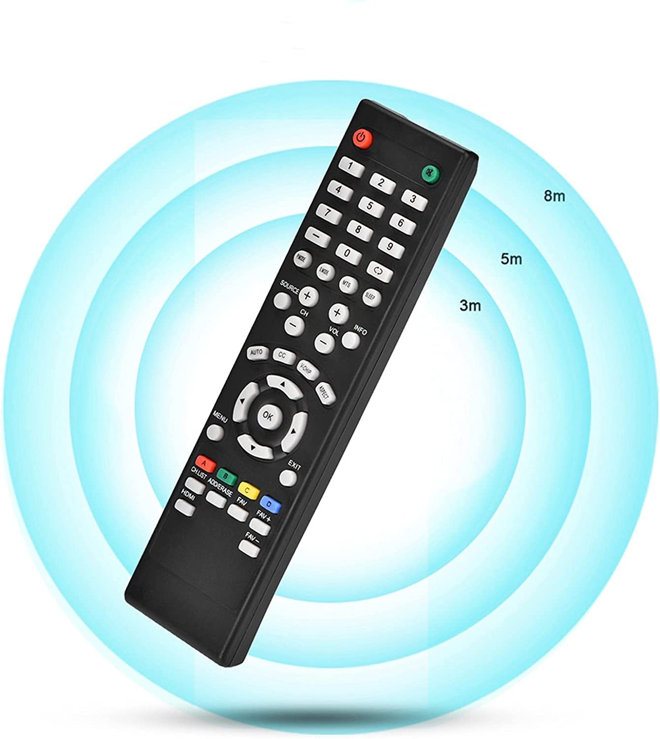 AYNEFY Universal TV Remote Control, 8 Meters Range, Black, 18 x 5 x 1.5 cm, Compatible with SEIKI