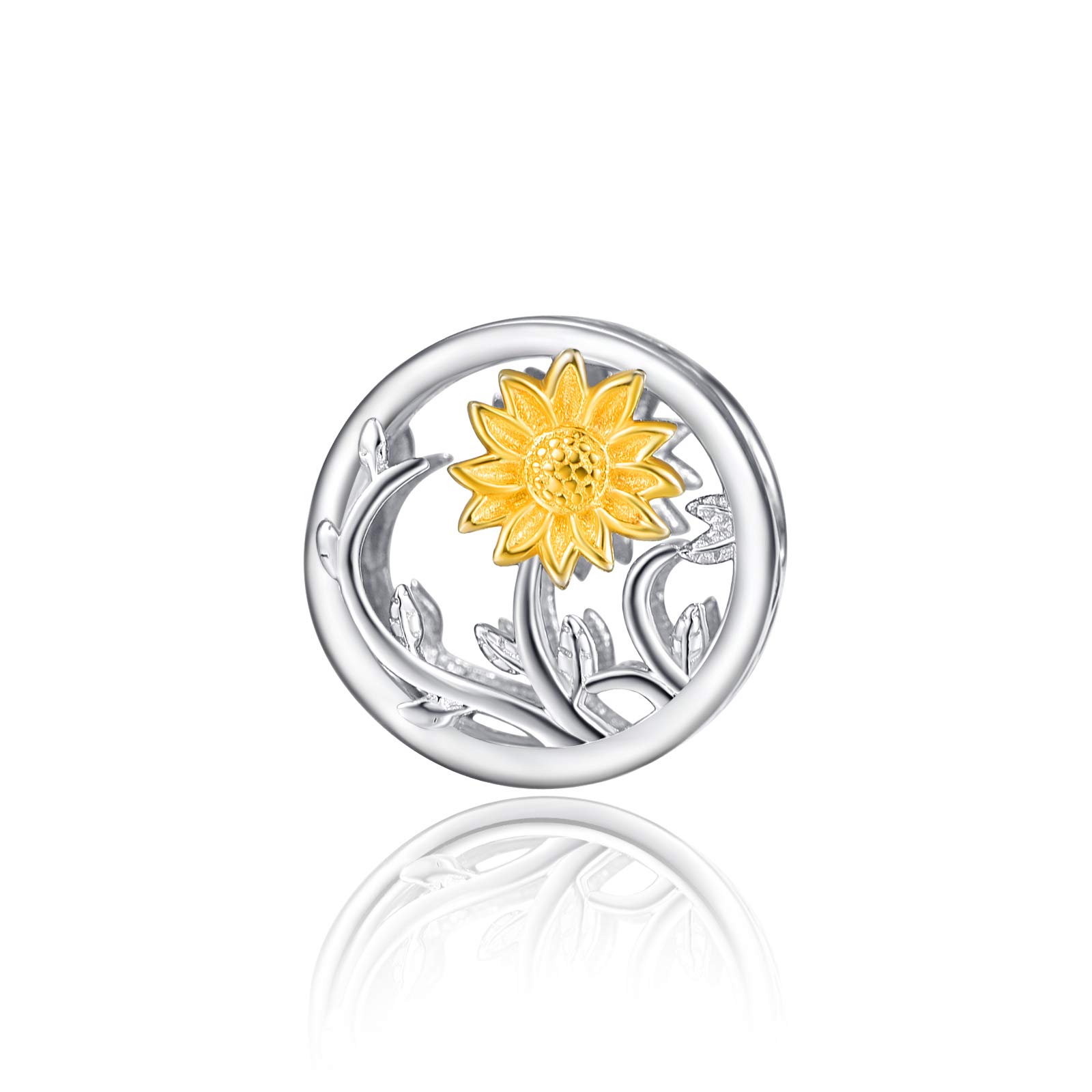 Bead Charm For Pandora Bracelet Charms Friendship Bracelets 925 Sterling Silver Best Friend Unbiological Sisters 2 Heart Gift (20-Sunflower Charm)