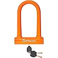 OTTOLOCK Sidekick Compact U-Lock - Heavy Duty Anti Theft Bicycle U-Lock with Keys, Silicone-Coated, Bike Accessories, Orange