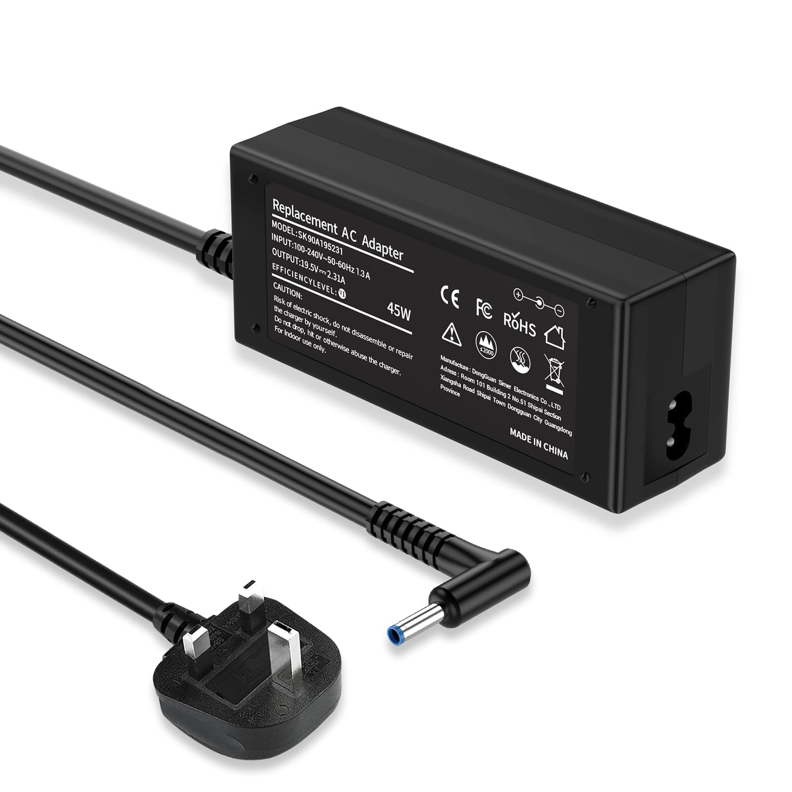 19.5V2.31A 45W Laptop Charger for HP Pavilion gaming 14 15 17 Elitebook 820 830 840 850 745 Envy 13 ProBook 430 440 450 250 640 650 Spectre X360 13 14 15 741727-001 HSTNN-DA40 AC Adapter(4.5 * 3.0mm)