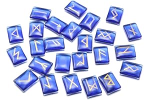 Zotoone Rune Stones Set with Engraved Elder Futhark Alphabet Runes Glass Block Clear Meditation Divination Healing Chakra Reiki