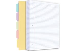 BILLTIGIF Filler Paper, 8.5” x 11” Lined Paper Notebook Paper, 3 Holes College Rule Paper with Dividers, 100gsm 100gsm Binder Paper A4 Loose Leaf Paper, 260 Pages