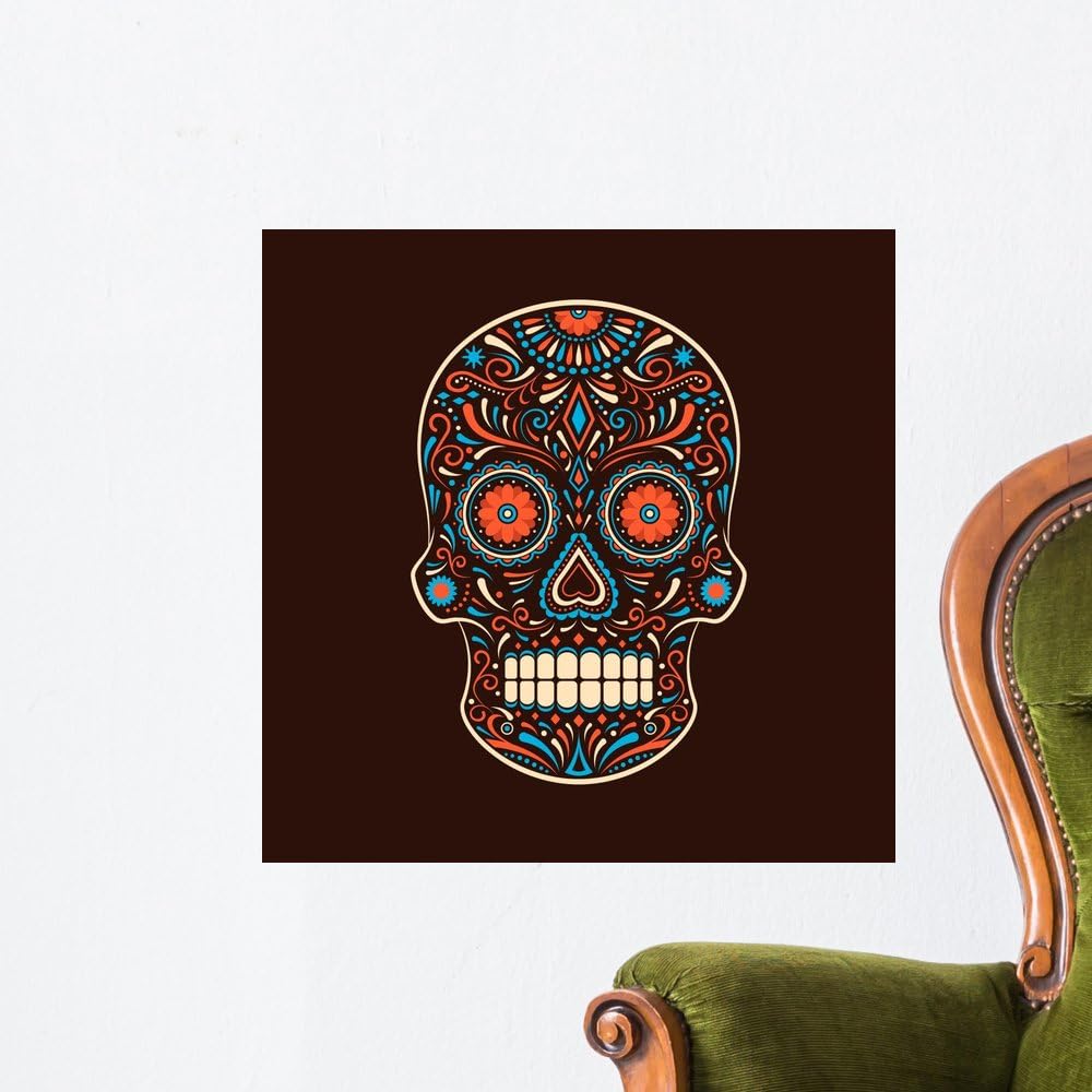 Wallmonkeys Ornamental Colorful Sugar Skull Wall Mural Peel