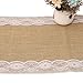 Haperlare 12 x 108 inch Natural Vintage Burlap Table Runner with White Lace Jute Tablecloth Hessian Table Runner Burlap Tablecloth for Country Outdoor Wedding Party Christmas Home Decorations