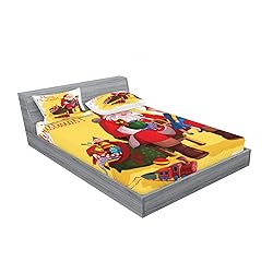 Ambesonne Christmas Fitted Sheet & Pillow Sham