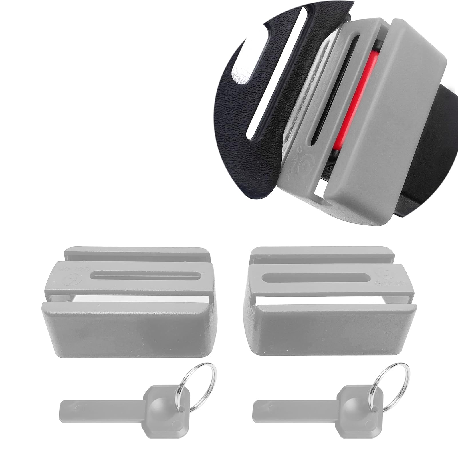 GanEn Belt Lock Buckle Guard Preventing Children Opening Safety Buckle in Travelling Send Keychain Pack of 2 (Grey)