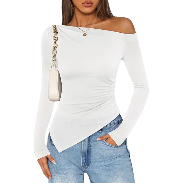 ZESICA Womens Off Shoulder Long Sleeve Tops 2026 Spring Casual