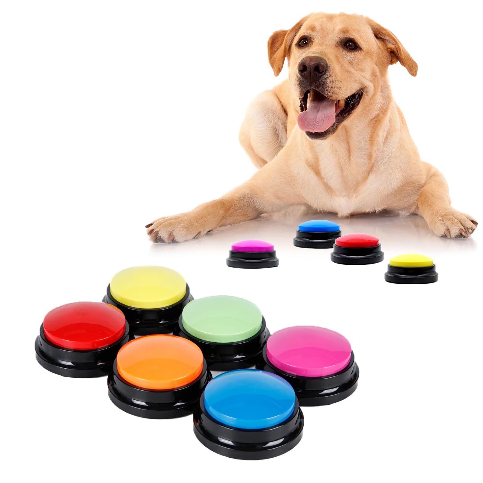 MEMOEVER 6 PCS Dog Buttons Talk Training, Recordable Training Buttons for Communication Pet Training, Train Your Dog To Press Buttons Funny Gift for Dog