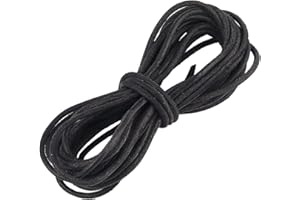 GORGECRAFT Black Genuine Leather Cord 5m x 3mm Round Leather String Top Grain Cowhide Rope Natural Yak Hide Suede Beading Threads for Bracelet Necklace Jewelry Making Keychains Shoe Lace DIY Crafts