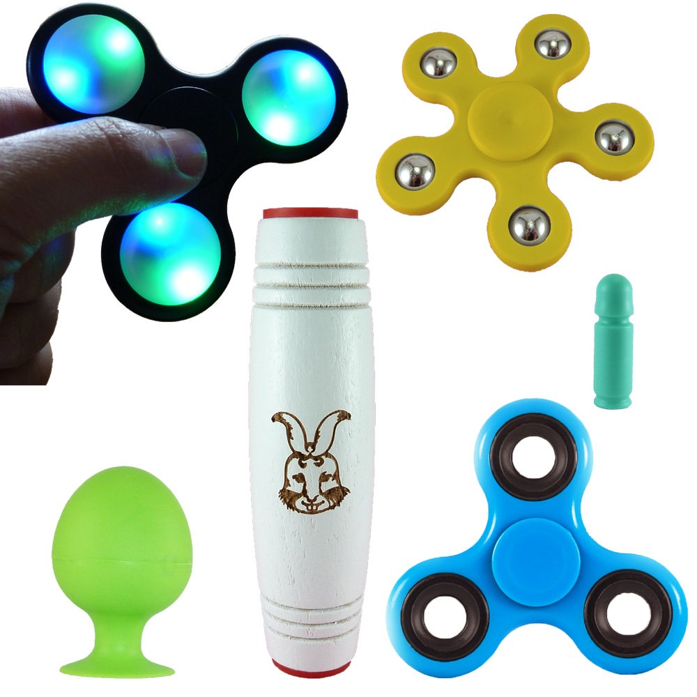 Best Fidget Spinner Set, Including 3 Spinners: LED Fidget Spinner, Blue High Speed Tri Spinner, Flower Spinner for Small Hands and the New Fidget Stick Toy. 2 Free Surprising Bonuses Inside!