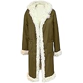 Christmas Cardigan Sherpa Lined Winter Coats for Men Santa Claus Xmas White Faux Fur Trim Warm Heavyweight Santa Coat
