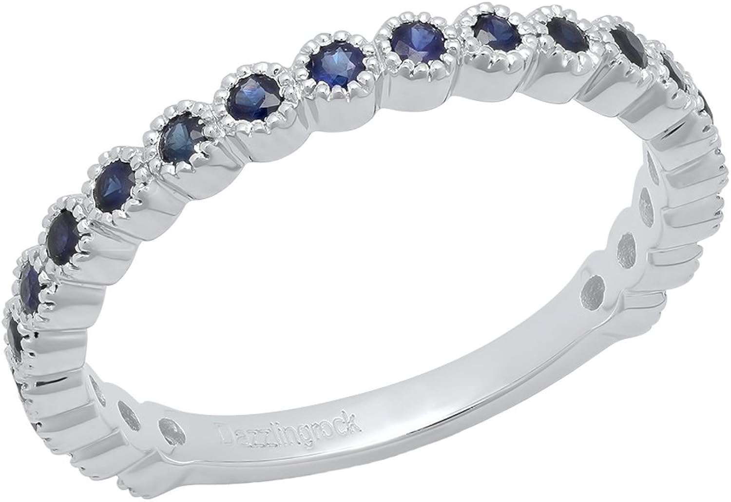 DazzlingRock Collection 14k Or Blanc Rond Bleu Bleu - Saphir