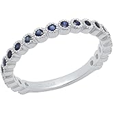 Dazzlingrock Collection 14K Round Gemstone Eternity Stackable Anniversary Wedding Band, White Gold