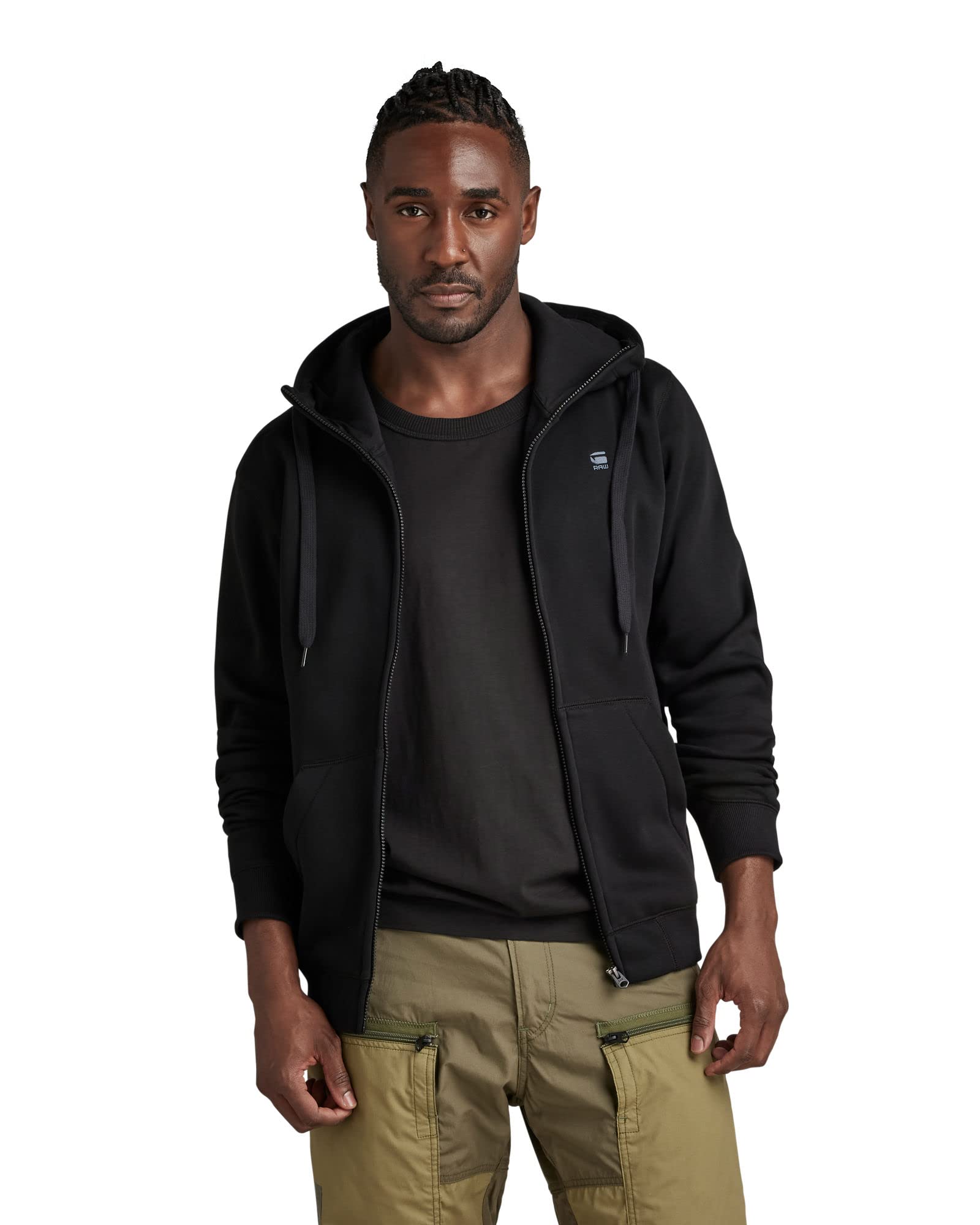 G-STAR Raw Men's Premium Core Hooded Sweater,Dark Black,Small Image