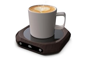 MXMZHXU Mug Warmer for Desk - 36W Smart Coffee Cup Warmer with Timer, Auto Shut Off, 3 Heat Settings, Keep Your Coffee Warm for Office Hours,Perfect Coffee Gifts (Wood Grain Color)