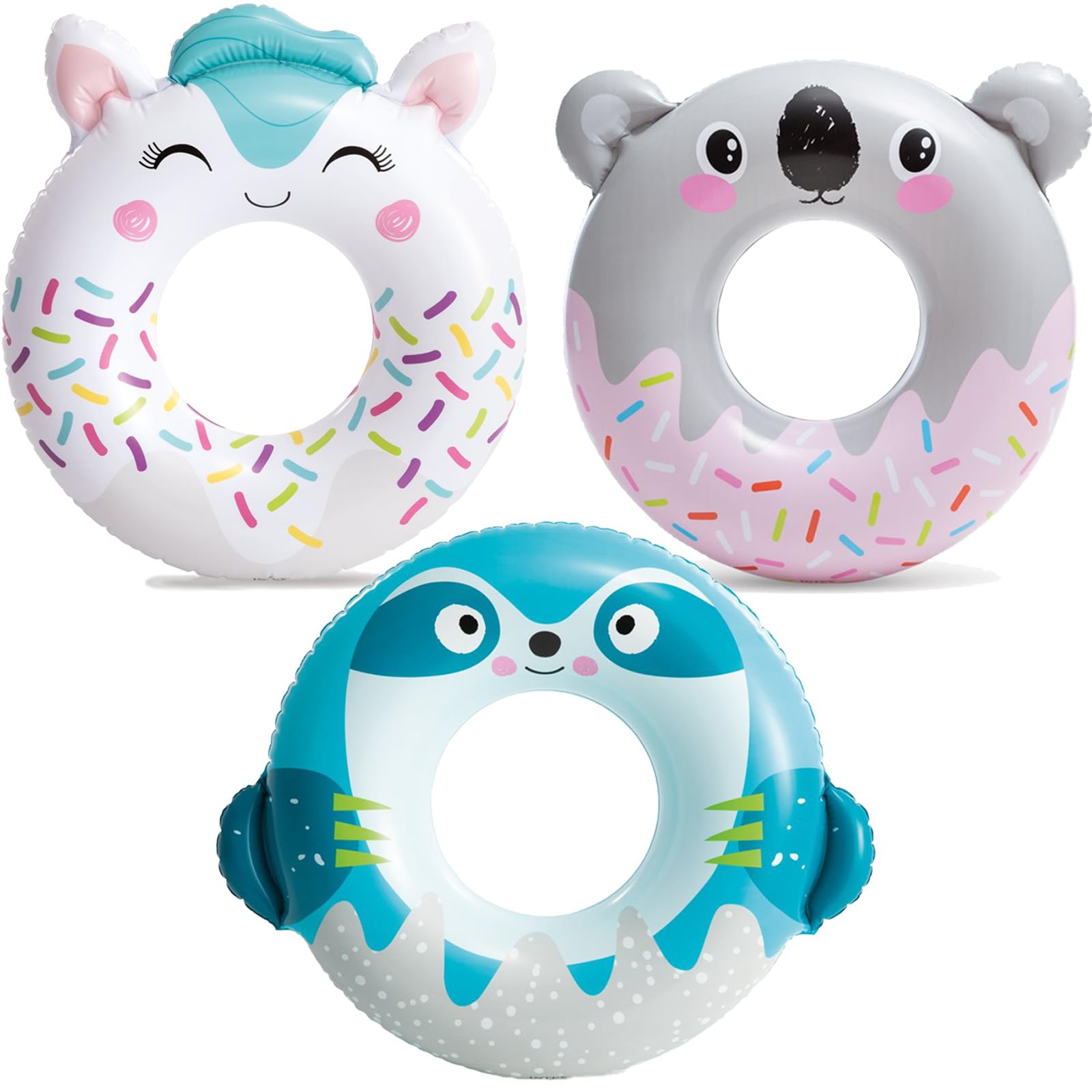 1Pcs Swimming Rings for Kids Age 6-12,Swimming Donut Inflatable Pool Floats Rubber Ring, 30" (76cm) Koala/Seal/Unicorn Pool Float Swim Tubes,Summer Swimming Water Beach Toys,Pool Party Summer Gift