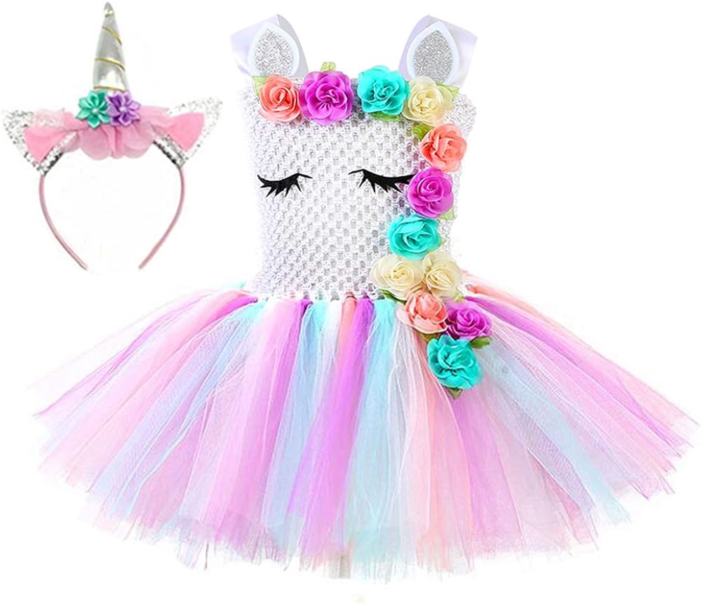 Tutu Dreams Unicorn Costume for Girls 1-12Y with Headband 4 Designs