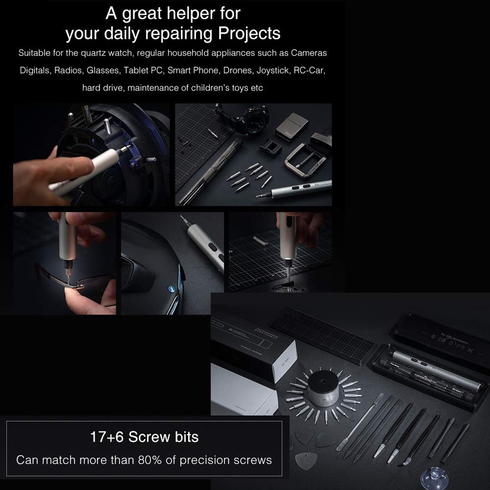 IFU 23 in 1 upgrade Lithium Precision Screwdriver With LED Light And Magnetic Mat, Electric Screwdriver Rechargeable Repair Tool kits For Most Electronics Devices
