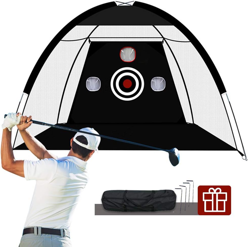 Sinolodo Two-in-One Golf Net| Golf Hitting Net|Golf Chipping Net|with Target Carry Bag|Hitting Nets Training Aids Practice Nets for Backyard Driving Range Chipping Net Outdoor&Sports