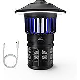 Wisely Fly Traps Outdoor - Rechargeable Cordless Flying Insect Trap IPX4 Waterproof with LED Light Adjustable - Catch Mosquitoes, Flies, Gnats, Wasps for Patio,Camping,Living Room,Home - Black