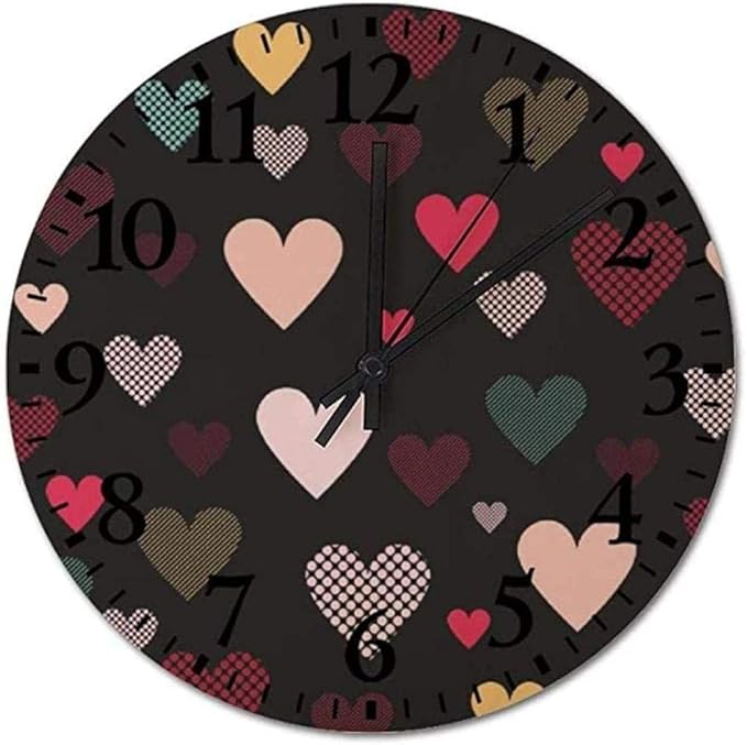 DBQRS7 Reloj de Pared Que no Hace tictac Relojes de Silencio Corazón