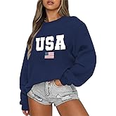 Wedsadl Usa Sweatshirt Women Oversized American Flag Sweater Graphic Hoodies Cotton Pullover Long Sleeve Letter Print Shirt