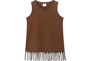 Noomelfish Girls Fringe Tank Tops Cotton Summer Sleeveless Shirts (5-12 Years)