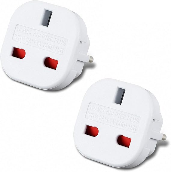 VGUARD [1 Pack] Adattatore Da Europa A Regno Unito, Confezione Adattatore Da UE A Regno Unito Adattatore Da 2 Pin A 3 Pin Per Dispositivo Elettronico Da Viaggio - Bianco - Foto 2