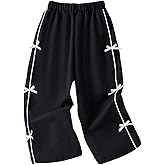 WDIRARA Toddler Girl's Bow Baggy Pants Elastic Waist Wide Leg Sweatpants