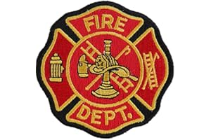 CRAZY NOVELTY GUY Patch, Embroidered Patch (Iron-On or Sew-On), Fire Department Shield Cross, 3" x 3" (7.6 cm x 7.6 cm)