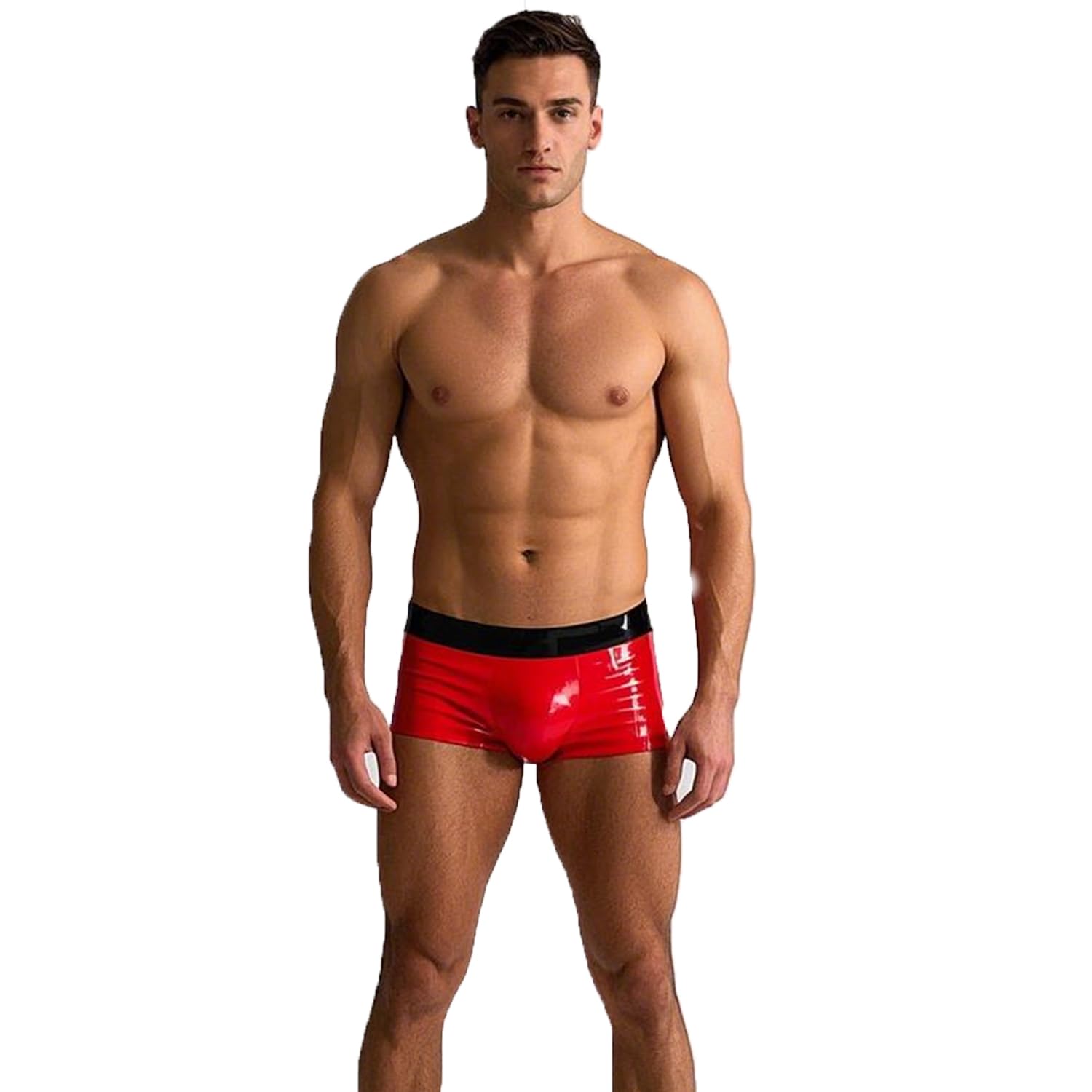 Kangxinsheng Boxer Shorts for Men,Red Latex Rubber Underwear Man, Men's Latex Panties Cosplay Costume Party Clubwear M